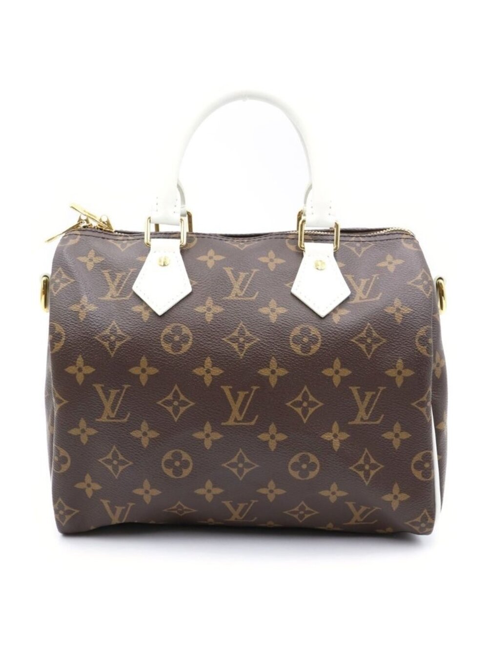 Louis Vuitton Monogram Speedy Bandouliere 25 Shoulder Bag Leather Brown White